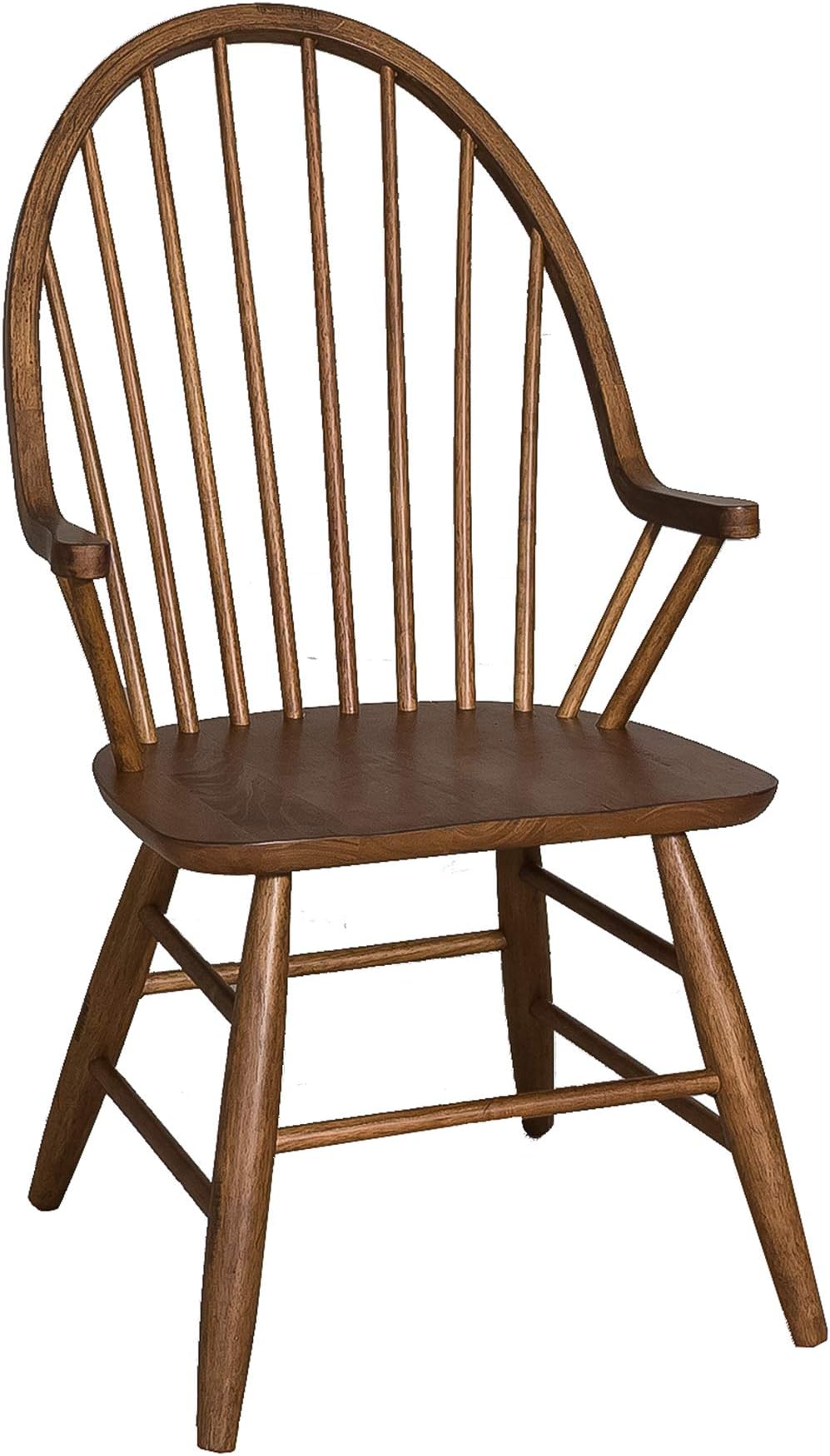 Liberty Furniture Industries Farmhouse Windsor Back Arm Chair, W24 x D24 x H41, Medium Brown