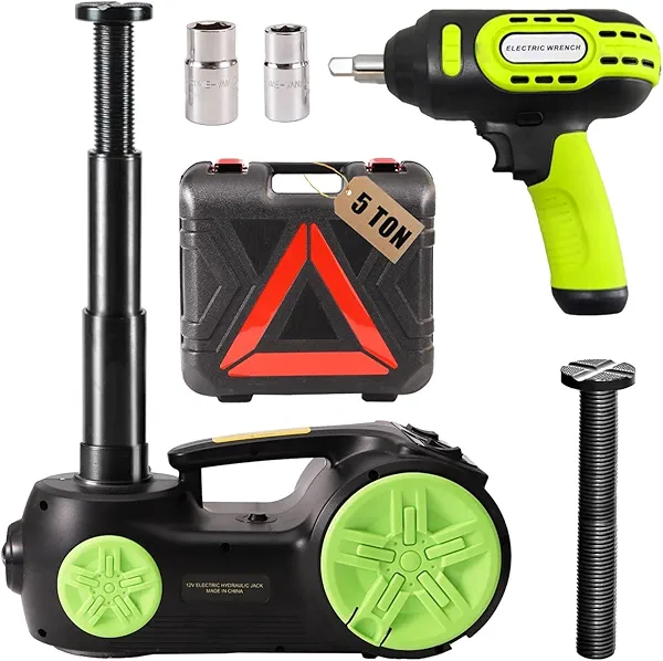 ROGTZ Upgraded Electric Hydraulic Car Jack Kit 5 Ton 12V Portable Lift Range 20.9 Inch with Impact Wrench and Tire Inflator Pump for SUV Sedan Truck Repair Floor Jack for Tire Change with LED Light