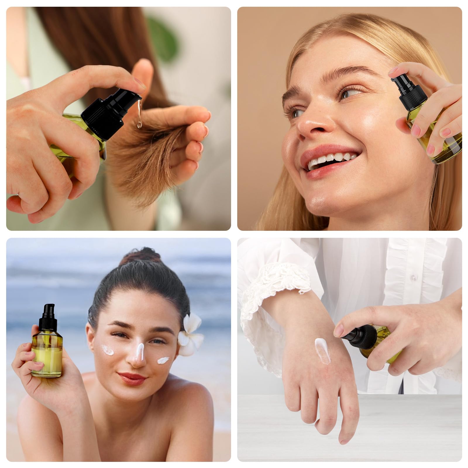 Segbeauty 12 contenitori da viaggio in vetro da 56,7 g, ricaricabili, piccoli contenitori da viaggio per creme, mini flaconi vuoti per lozioni da 60 ml con erogatore a pompa, contenitori per cosmetici
