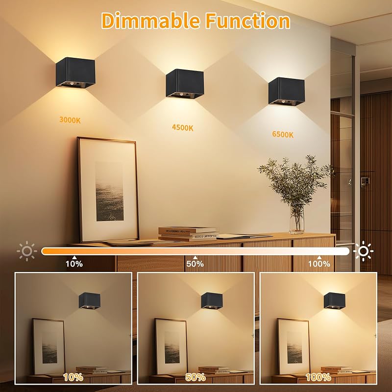 Dehobo set 4 lămpi de perete cu senzor de mișcare pentru interior, negru, cu telecomandă, 5400 mAh, 3 moduri de iluminare, reglabilă, reîncărcabilă prin USB, fără fir