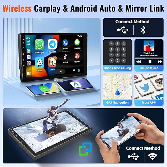 4+64G Android 14 Car Stereo Radio for Renault Clio 4 2012-2019 with Carplay Android Auto 10 inch IPS Touchscreen Car Screen with WiFi GPS Mirror Link Bluetooth FM/RDS Backup Camera/Mic