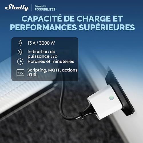 Shelly Plug M Gen3 Blanc – Prise connectée Matter et Wi-Fi, 13A (3000W) Type F, avec Mesure de consommation électrique, Compatible avec Alexa, Google, Home, Apple Homekit - Lot de 4 - 5