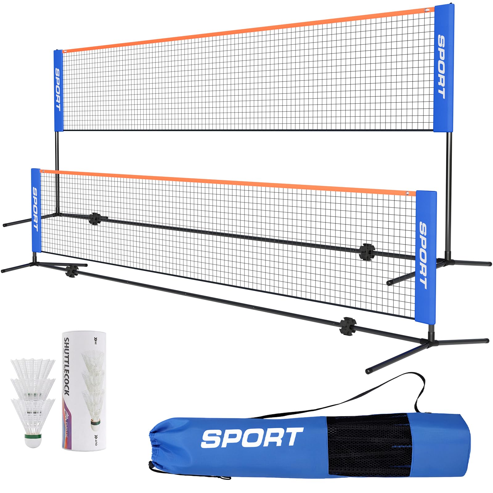 Red Badminton Red Voleibol Tenis portatil Ajustable, 4 m / 5 m Plegable Red para Voleibol para el Interior o al Aire Libre, con Soporte y Bolsa, Altura Ajustable, Fácil Instalación