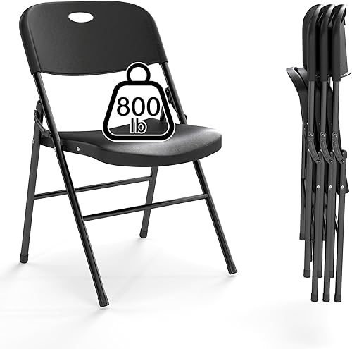 Miniatura 1 de Paquete de 4 sillas plegables, límite de peso de 800, silla plegable de plástico resistente, asiento portátil para eventos en interiores y