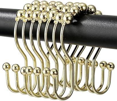 Amazon.com: Shower Curtain Hooks, OEH Shower Curtain Rings, Gold Shower ...