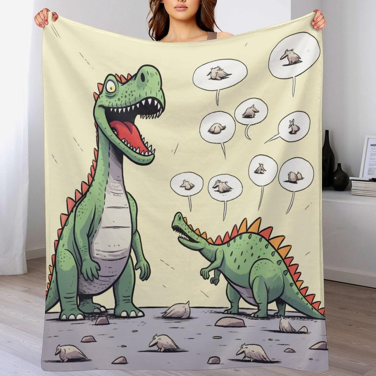 Couverture polaire dinosaure plaid doux et chaud pour toute la famille