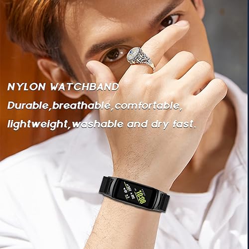 Miniatura 5 de Correa de nailon tejida compatible con Samsung Gear Fit2 Pro SM-R365Gear Fit2 SM-R360 Smartwatch de ajuste rápido, suave y transpirable, correa