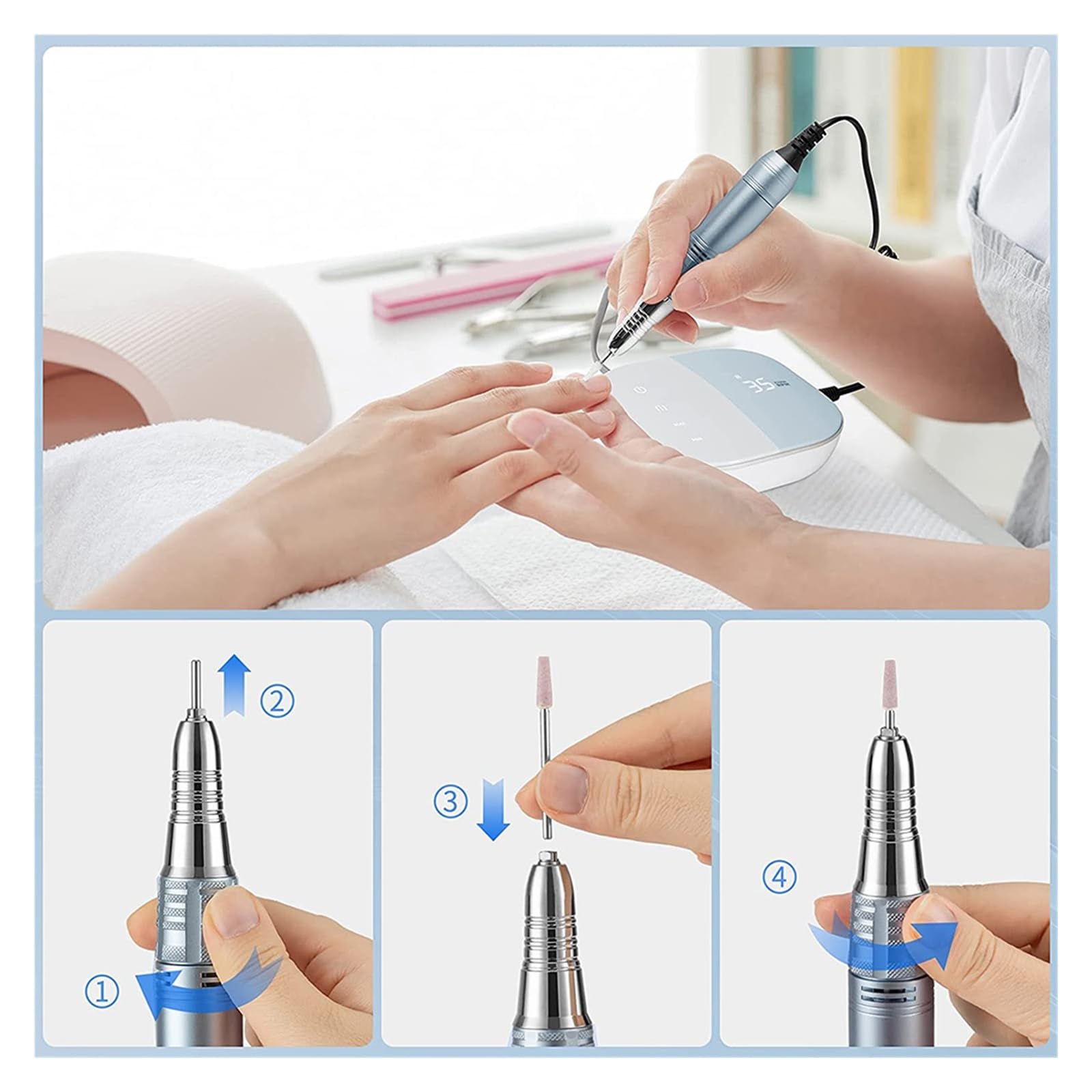 Trapano elettrico per unghie, macchina per manicure con controllo sensibile al tocco e schermo LCD, trapano per unghie 35000 giri/min, lima elettrica per unghie in gel acrilico, strumenti