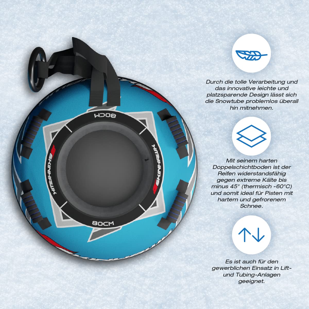 SKINHAWK Profi Snow Tube - Neumático para nieve (80 cm de diámetro, antideslizante), color azul