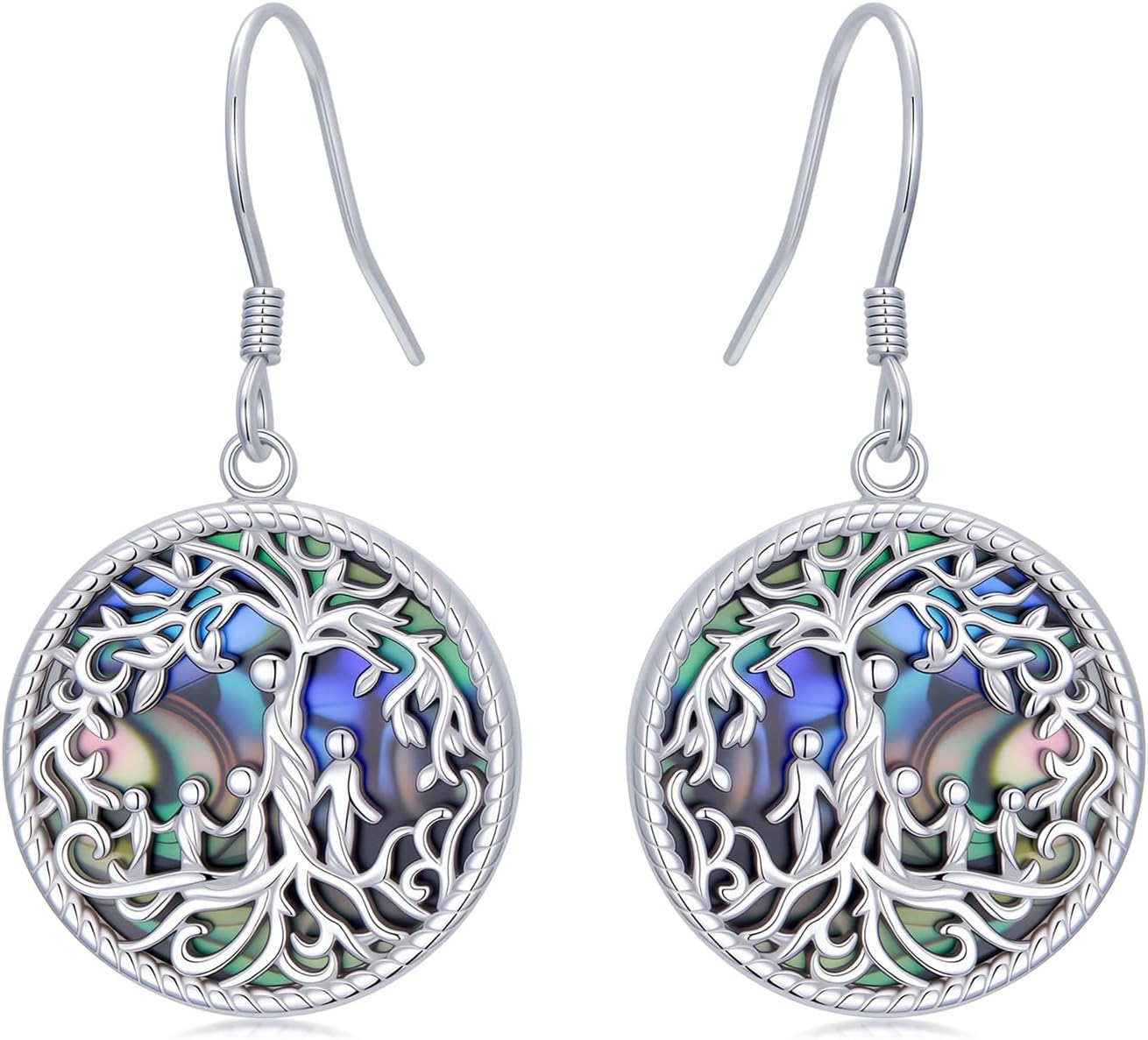 Tree of Life Earrings 925 Sterling Silver Celtic Tree of Life Ear drop with Abalone Shell Dangle Drop Earrings Jewelry Gifts for Women Mom Her