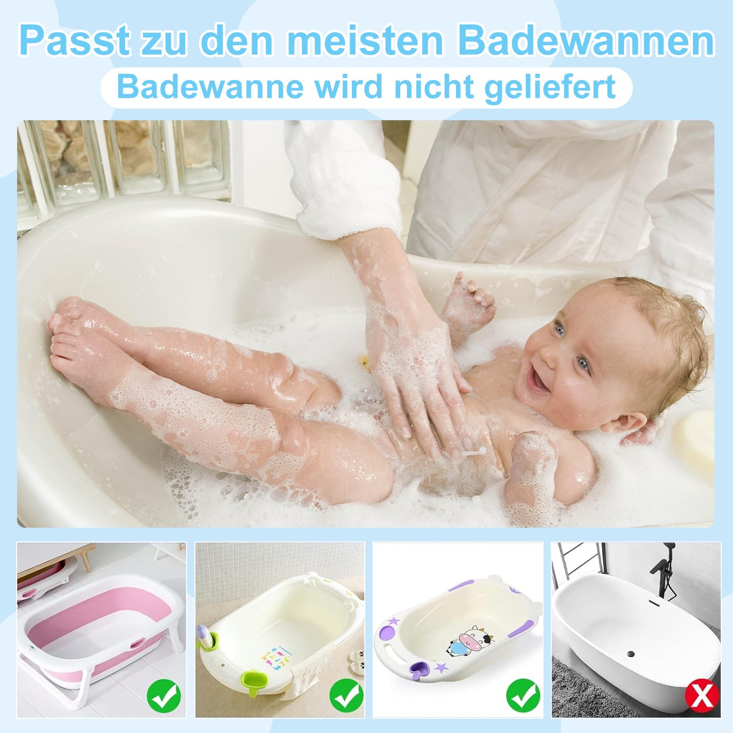 Antidérapant tapis de bain pour bébé Coussin de tête filet de bain 5 coins sécurité