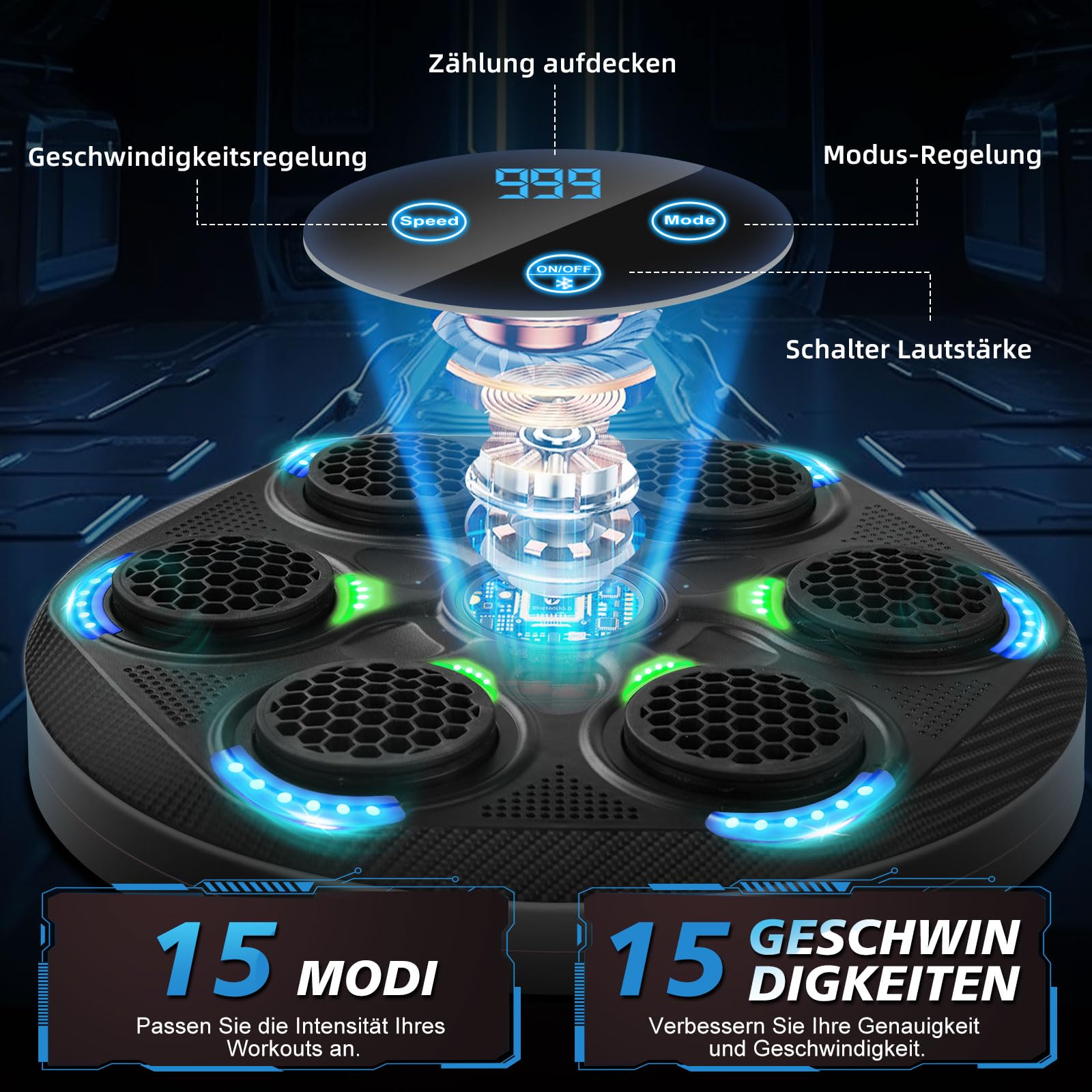 Music Boxing Machine - Upgraded Smart Bluetooth Wall-Mounted Music Punch Boxing Set mit Boxhandschuhen, 15 Geschwindigkeitsmodi und Zählmodus für Erwachsene Box