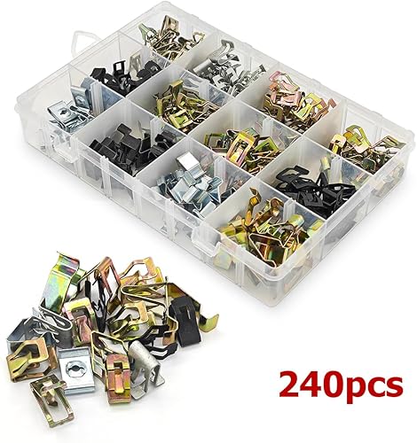 Miniatura 2 de 240 clips de sujeción para tablero de automóvil, 240 piezas, 12 tamaños, remaches de fijación, retenedores de metal, clips de sujeción de moldura