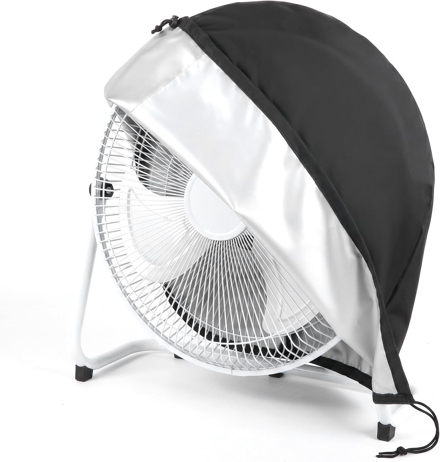 Bremorou Industrial Fan Cover Waterproof Dustproof Outdoor Fan Cover Heavy Duty for 18-20" High Velocity Floor, 24.02 X 24.02 X 7.48 Inches, Black with Drawstring Storage Bag