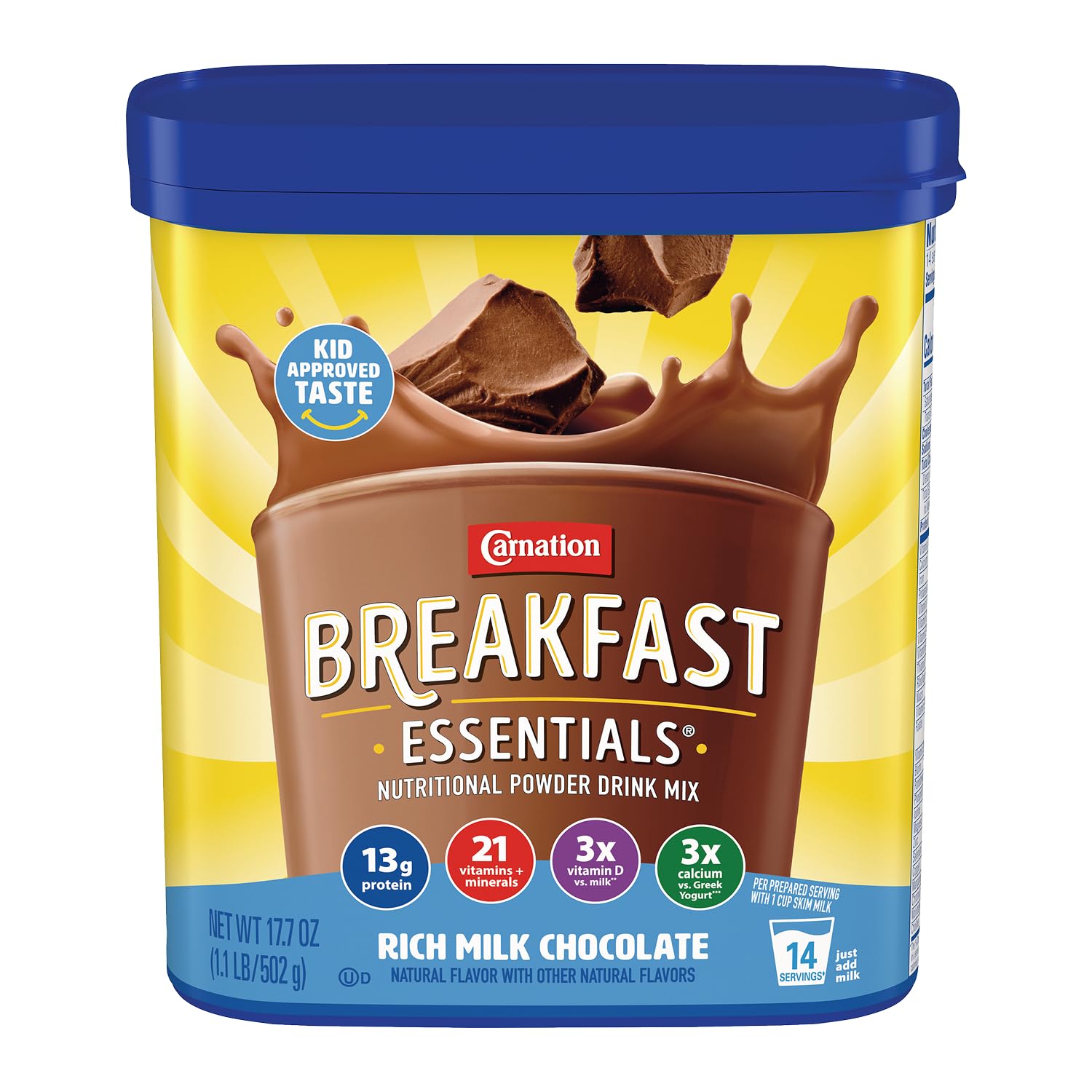 Carnation Breakfast Essentials Powder Drink Mix, Rich Milk Chocolate, 17.7 Ounce Jar (Packaging May Vary)