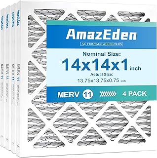 14x14x1 AC Air Filter 4 Pack MERV 11 HVAC Furnace Filters
