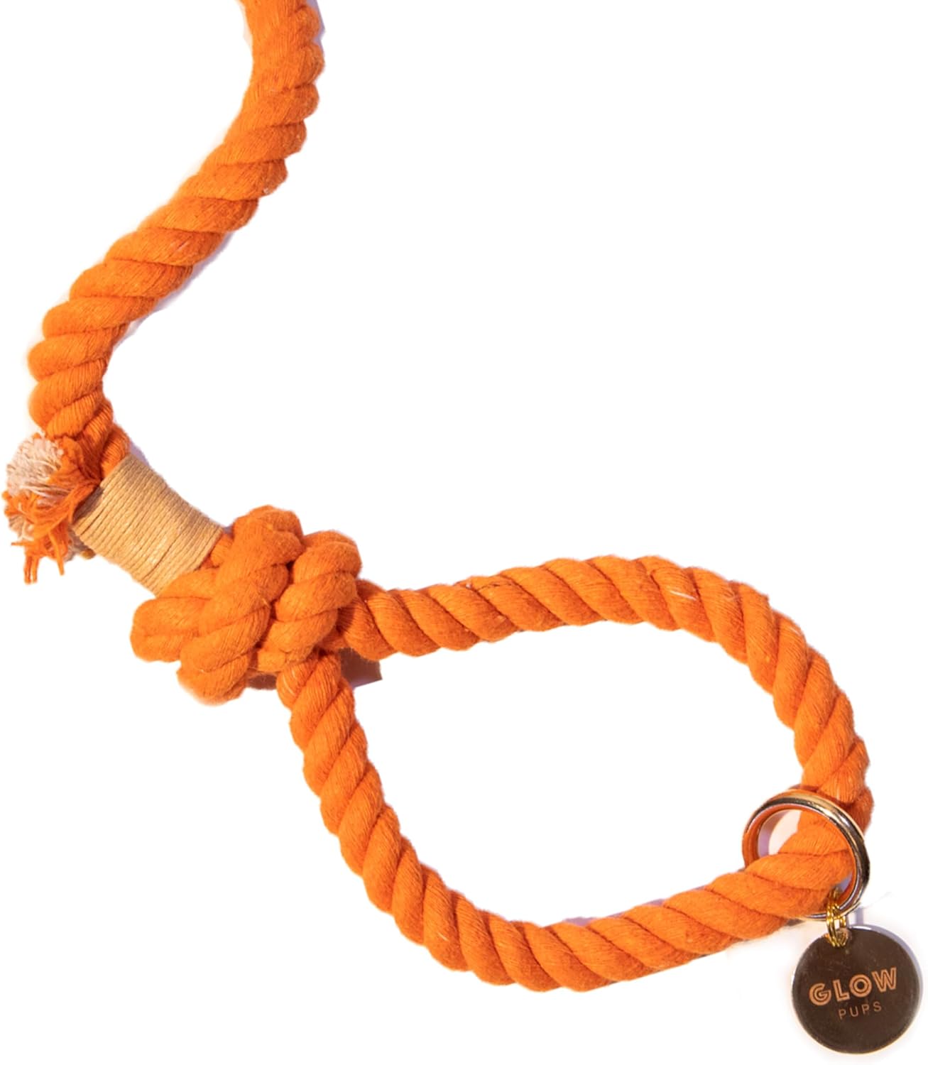 Glow Pups Dog Leash, Handmade Caribbean Cotton Rope Dog Leash with Strong Clasp & Comfortable Loop Handle, 4.6' - 5' Length, 1/2" Width, Stylish Design - Orange, 5 Foot