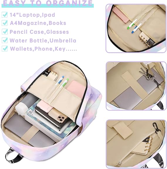 mygreen Kids Backpack, Kawaii Girls Backpack for School Ages 8-12