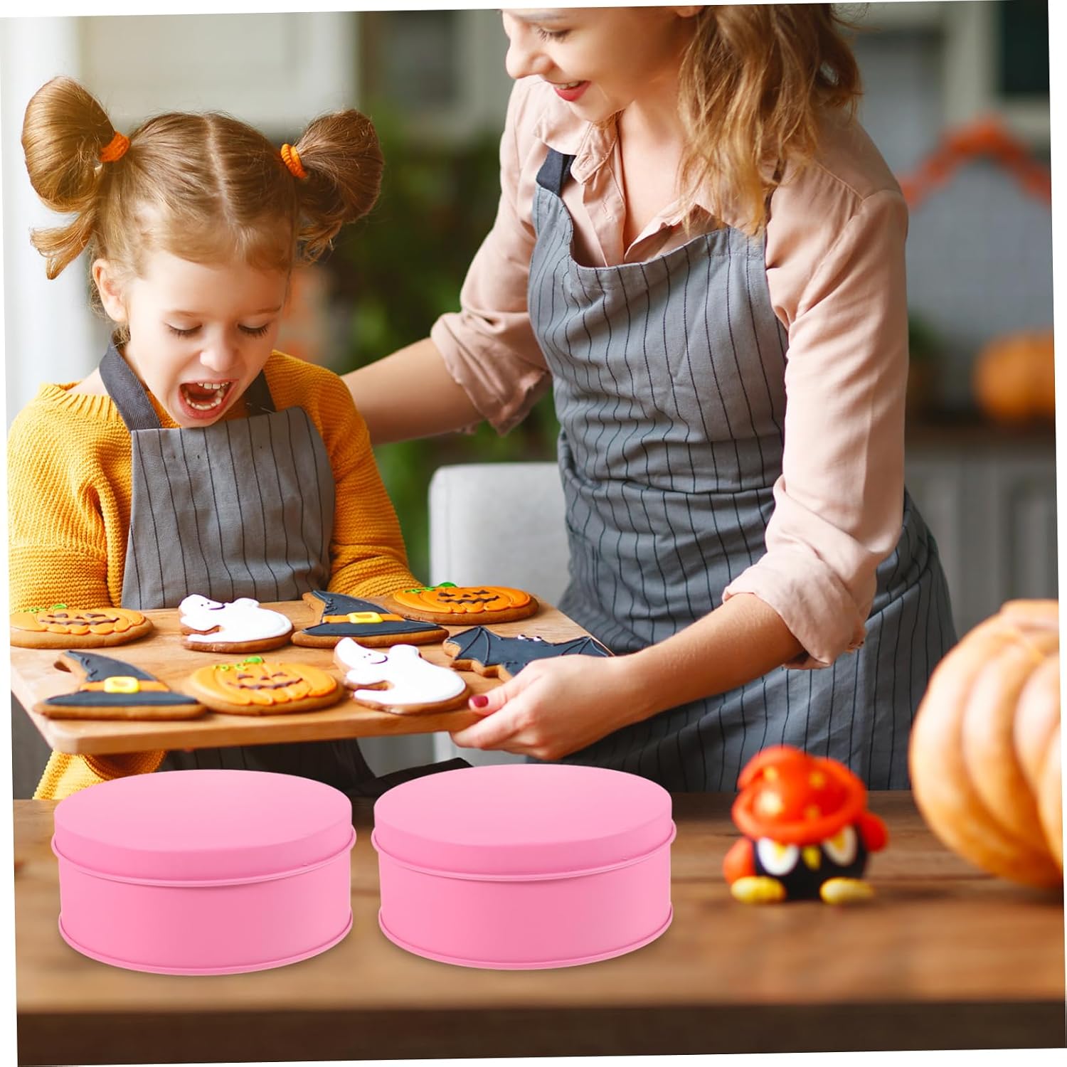 VICASKY 6pcs Large Capacity Tinplate Cookie Biscuit Storage Boxes with Sealing Lids Metal Candy Jars for Snack Organization and Fresh Keeping Pink Gift Packaging Containers