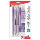 Pentel Color Shades Writing Pack - Includes; Pencil, Pens, and Erasers- Pastel Violet (BLBKALZBPV) – view 1