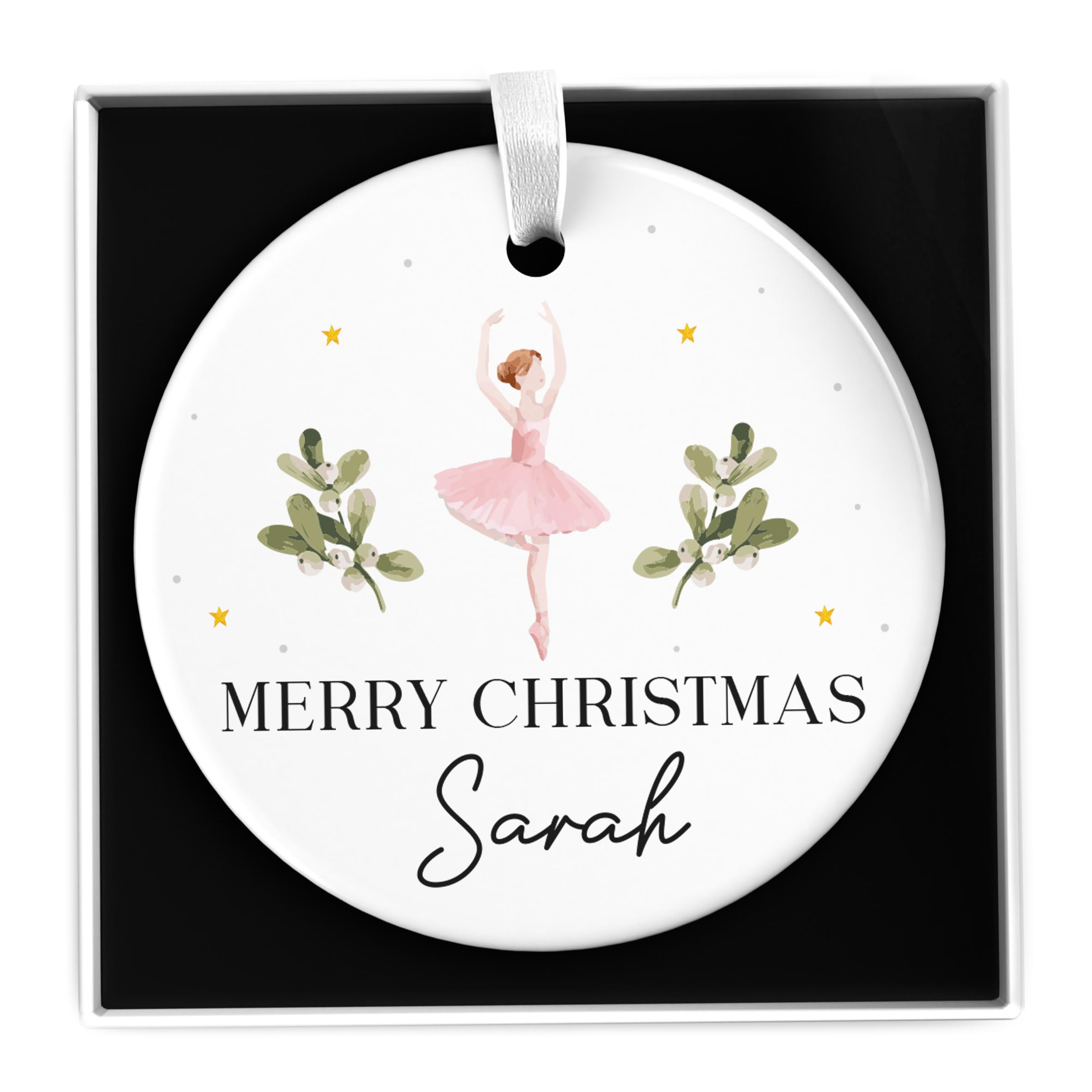 Ballerina Nutcracker Christmas Tree Ornament Bauble For Girls, Personalised Merry Christmas Decoration For Girls, Babys First Christmas, Ballet Xmas Gift, With Gift Box