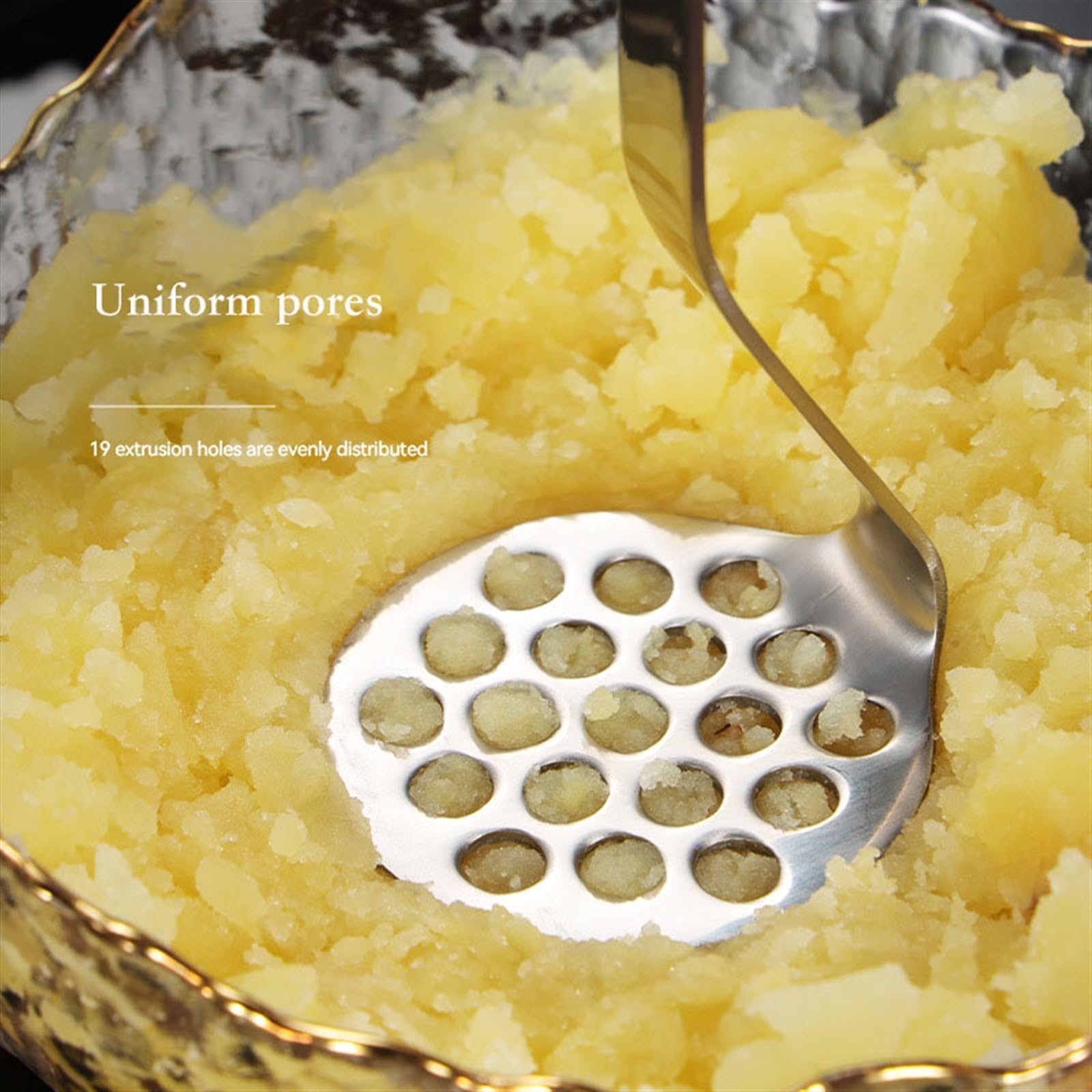 BIVOO Kartoffelstampfer aus Edelstahl, verdickte Kartoffeln, Schlammpresse, manueller Brecher, Küche, Obst, Gemüse, Schneidwerkzeuge (Color : Wavy)
