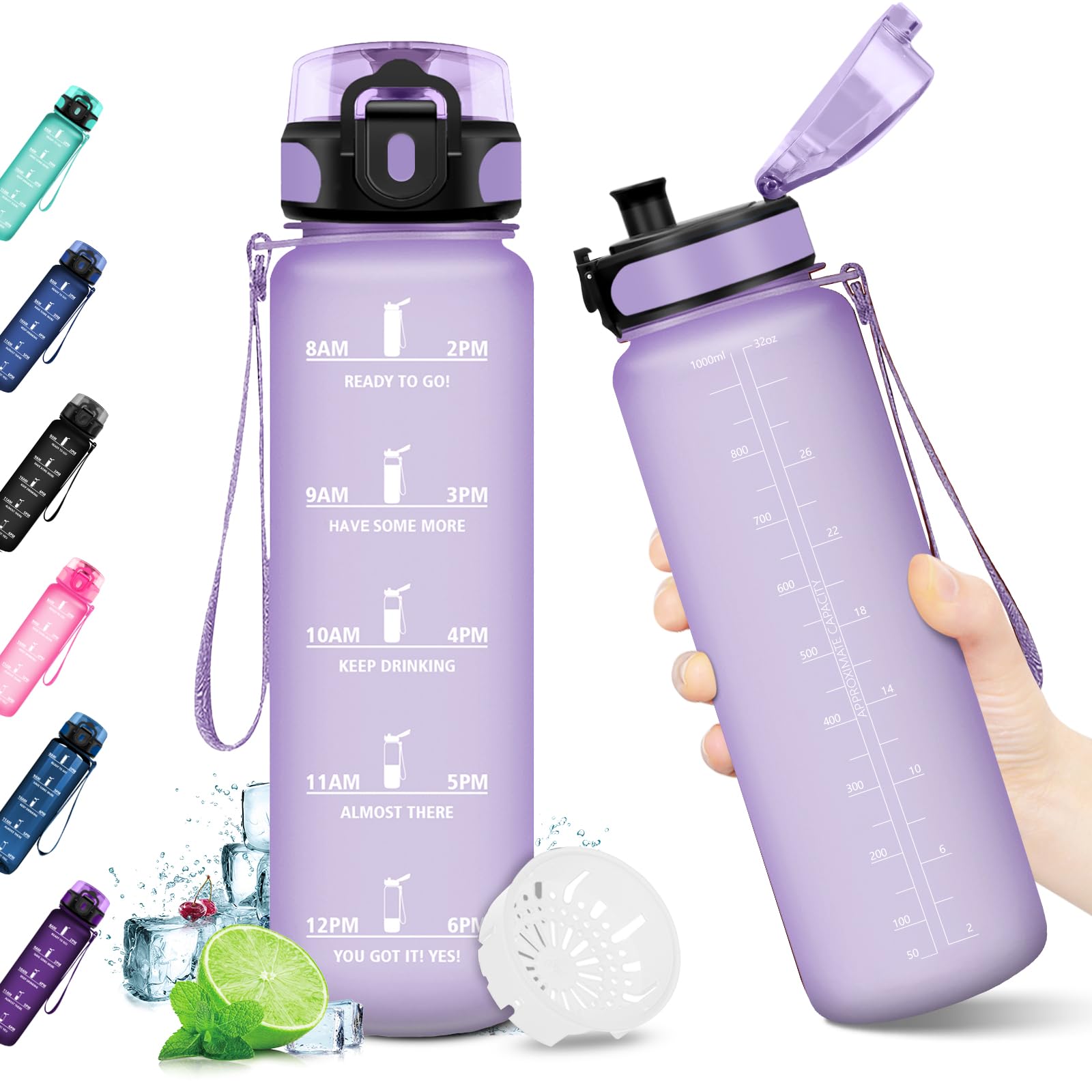 KollyKolla 1 Litre Water Bottle, Motivational Water Bottle with Filter, Leak Proof, Gym Bottle, BPA Free Water Bottle, Water Bottles for Adult, Kids, Sports, School, Cycling, Gym — image 1