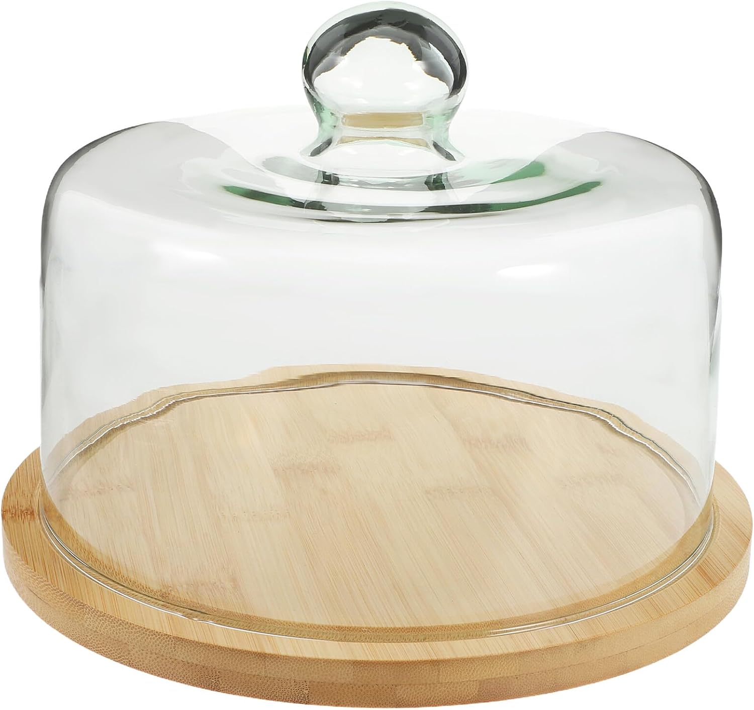 Protective Cake Cover with Glass Dome and Tray, Medium Size Food Displaying Hood for Dust-free Bakery Pastries and Desserts, Kitchen Serveware for Parties and Home Use