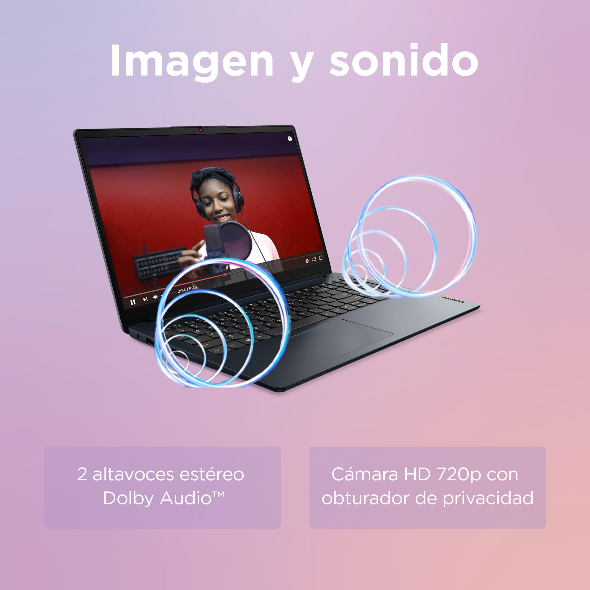 Lenovo IdeaPad 1 Gen 7 - Ordenador Portátil 15.6" FullHD (AMD Ryzen 7 5700U, 8GB RAM, 512GB SSD, AMD Radeon Graphics, Sin Sistema Operativo) Azul - Teclado QWERTY Español