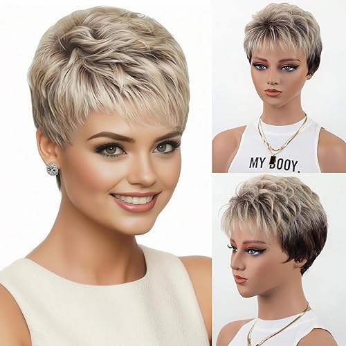 XIUFAXIRUSI XIUFAXIRUSI Short Blonde Pixie Cut Wig for Black Women