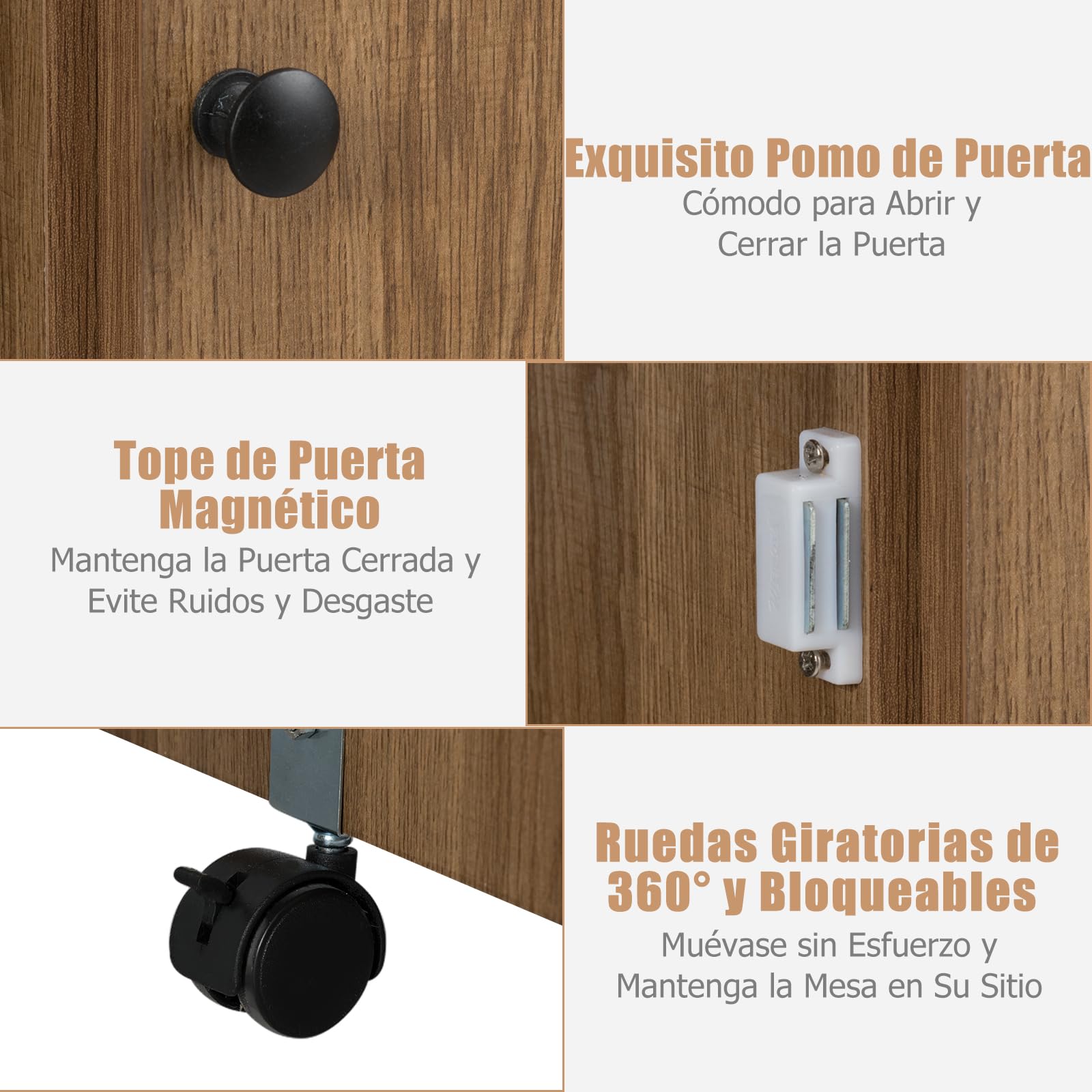 GIANTEX Armario de Costura Plegable con 5 Ruedas y 3 Estantes, Mesa Plegable de Costura con Tabique, Mueble para Máquina de Coser para Dormitorio, Salón y Estudio (Marrón)