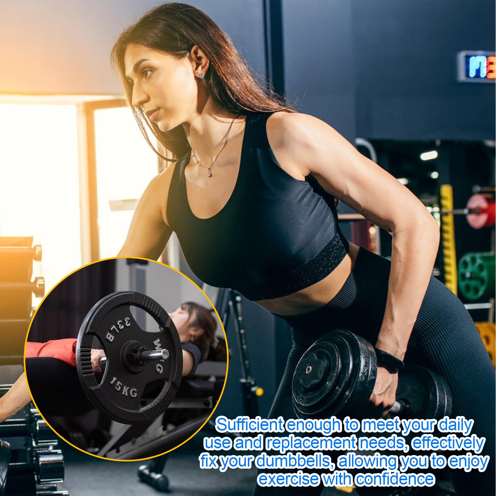 Set Manubri Palestra 12 Pezzi Bloccadischi 25mm per Bilancieri e Manubri Palestra Domestica Allenamento Fitness Allenamenti di Forza Neri