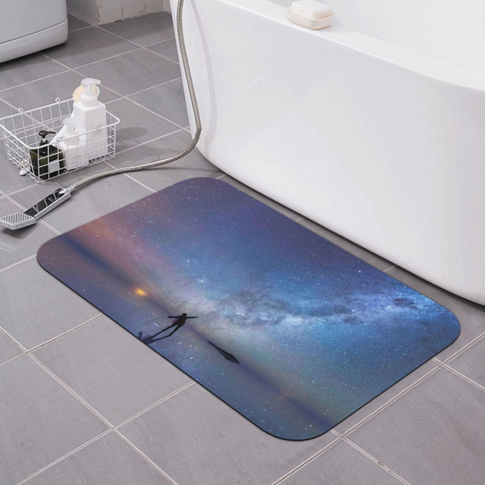 Tapis de bain antidérapant absorbant Looking Up Alone terre de diatomée cuisine