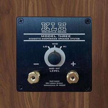 KLH Model Three Acoustic Suspension Bookshelf Speaker - Walnut - Each | 3-way acoustic suspension bookshelf loudspeaker, 8 woofer, mid-century modern design, . Sold as each