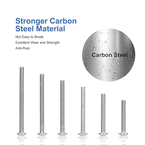 Miniatura 6 de WELLOCKS Tiradores de gabinete, tornillos M4 de 0.984-1.969 in, 200 piezas surtidas de tornillos plateados para lavadora, kit de tornillos Phillips