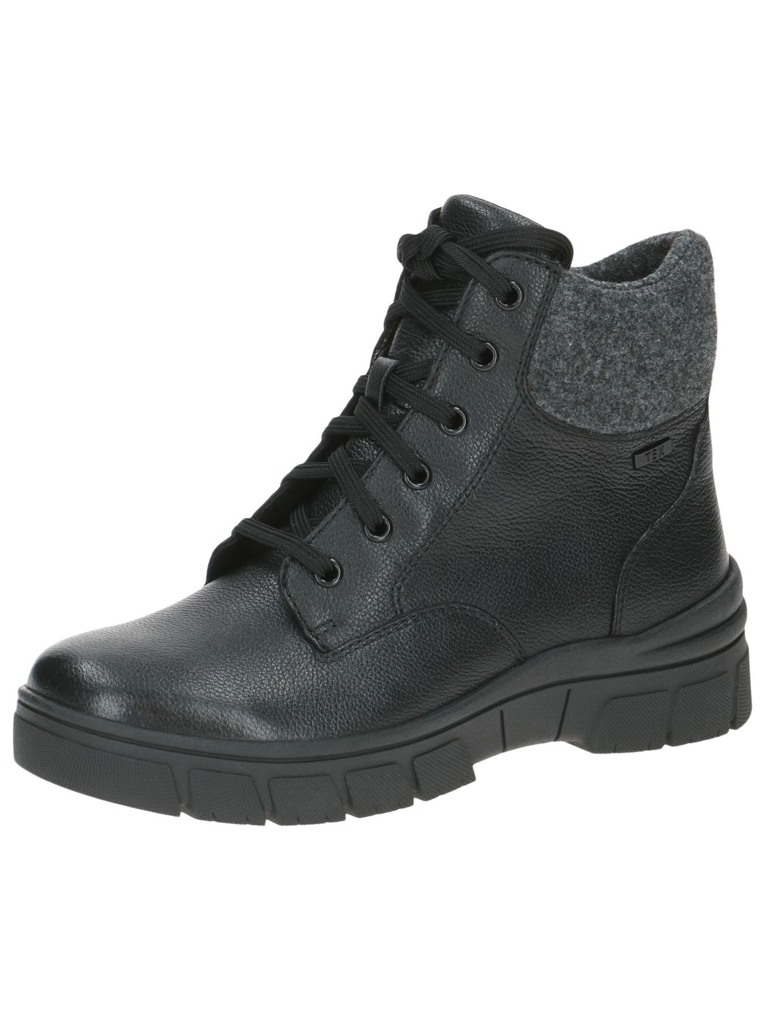 CAPRICE Women's lace-up ankle boots lined water-repellent, Black (Black Nappa), 4 UK