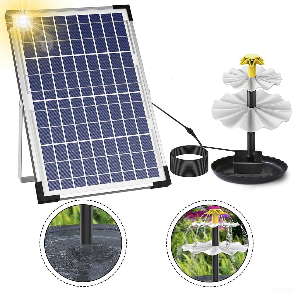 Zoegneer Solar-Springbrunnenpumpe, Wasserspiel, Vogeltränke, Outdoor-Gartendekoration, mit mehreren Düsen, einziehbarem Ständer und anpassbaren Sprühmustern, solarbetriebene Wasserzirkulation f
