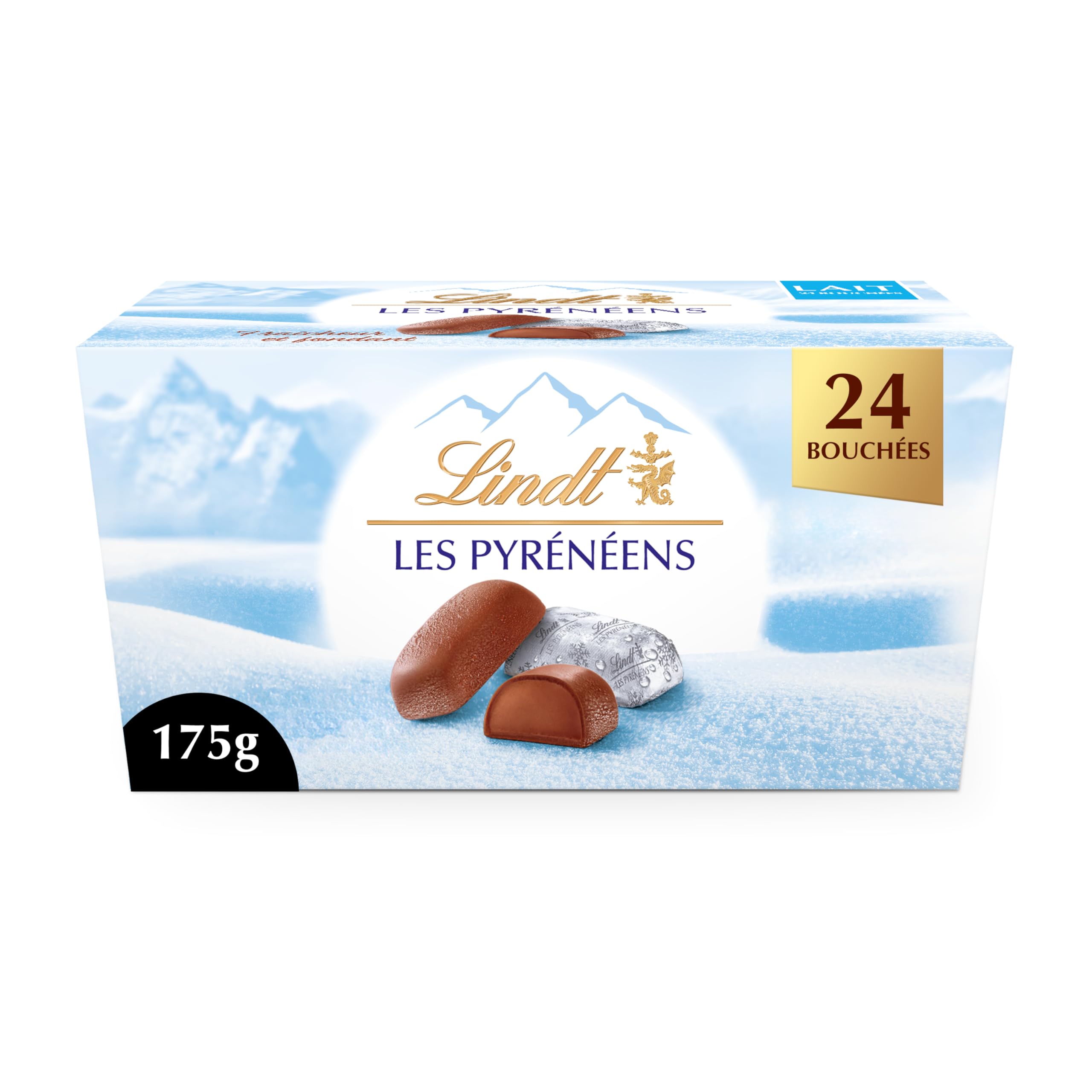 Lindt - Ballotin LES PYRÉNÉENS - Chocolat au Lait - Frais et Fondant - Idéal pour Noël, 175g
