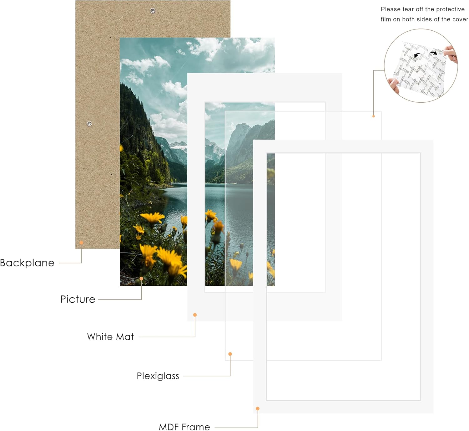 Picrit 14x22 Picture Frame 3 Pack, White Poster Frame, Display Poster 11 x 17 with Mat or 14 x 22 without Mat for Horizontal or Vertical Wall Mounting