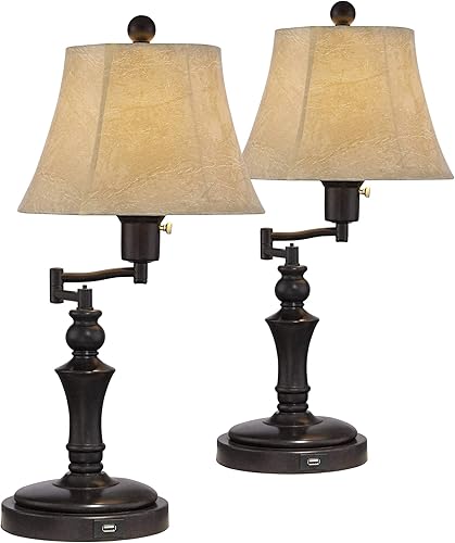 Miniatura 11 de Regency Hill Corey - Lámpara de mesa de escritorio tradicional de 21.75 pulgadas de alto, estilo hotel, estilo hotel, con puertos USB, carga A+C