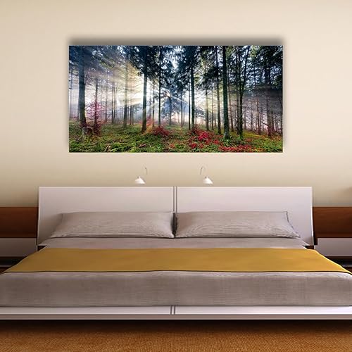Miniatura 8 de Lienzo decorativo para pared, paisaje natural, árbol de amanecer, 30 x 60 pulgadas, decoración de pared para sala de estar, bosque, pintura de