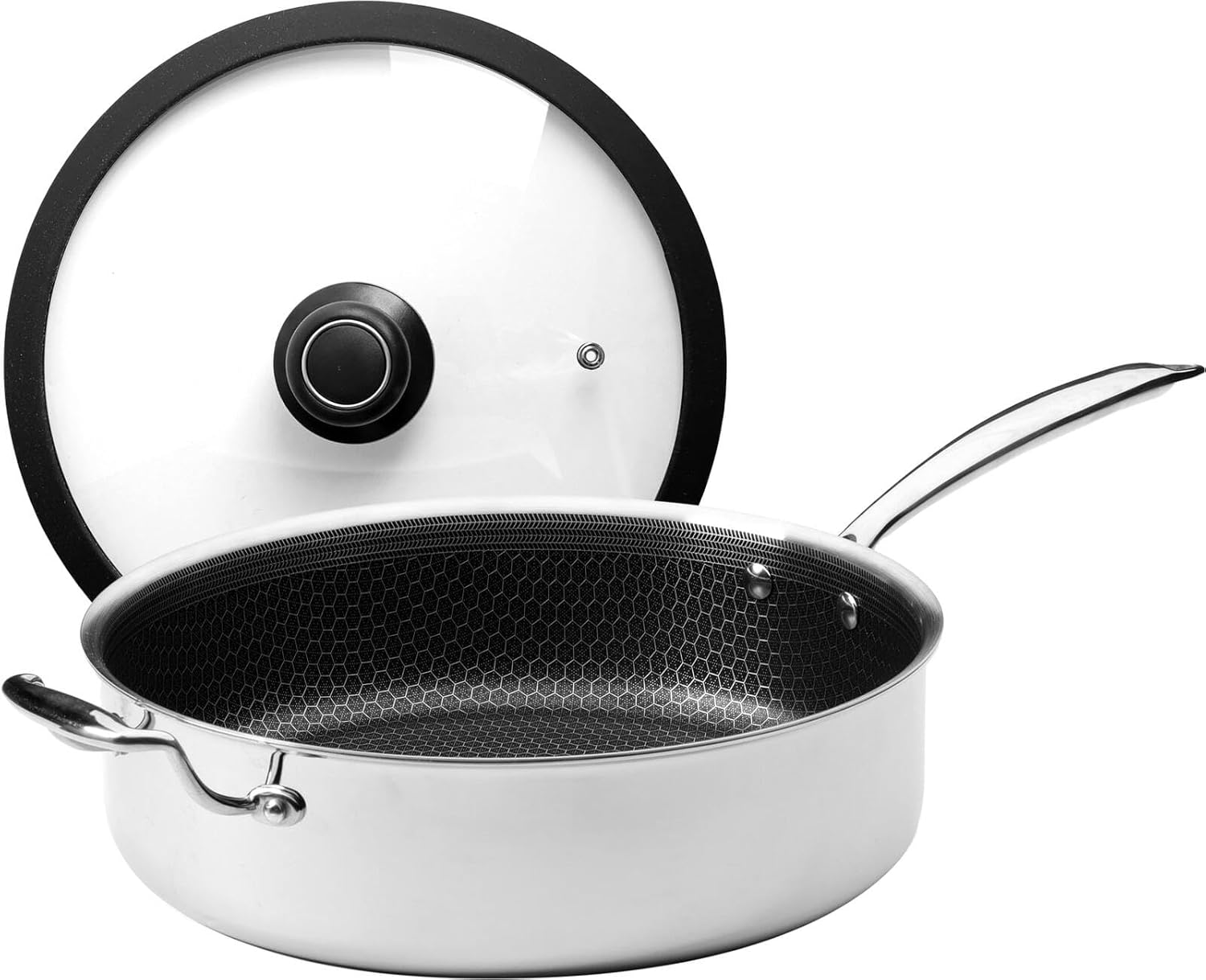 Black Cube Frieling Quick Release Nonstick Sauté Pan with Lid - 11-Inch/4.5 Quart Induction Cookware - Deep Frying Pan/Skillet for Kitchen - Hybrid Cookware - Deep Skillet Nonstick with Lid