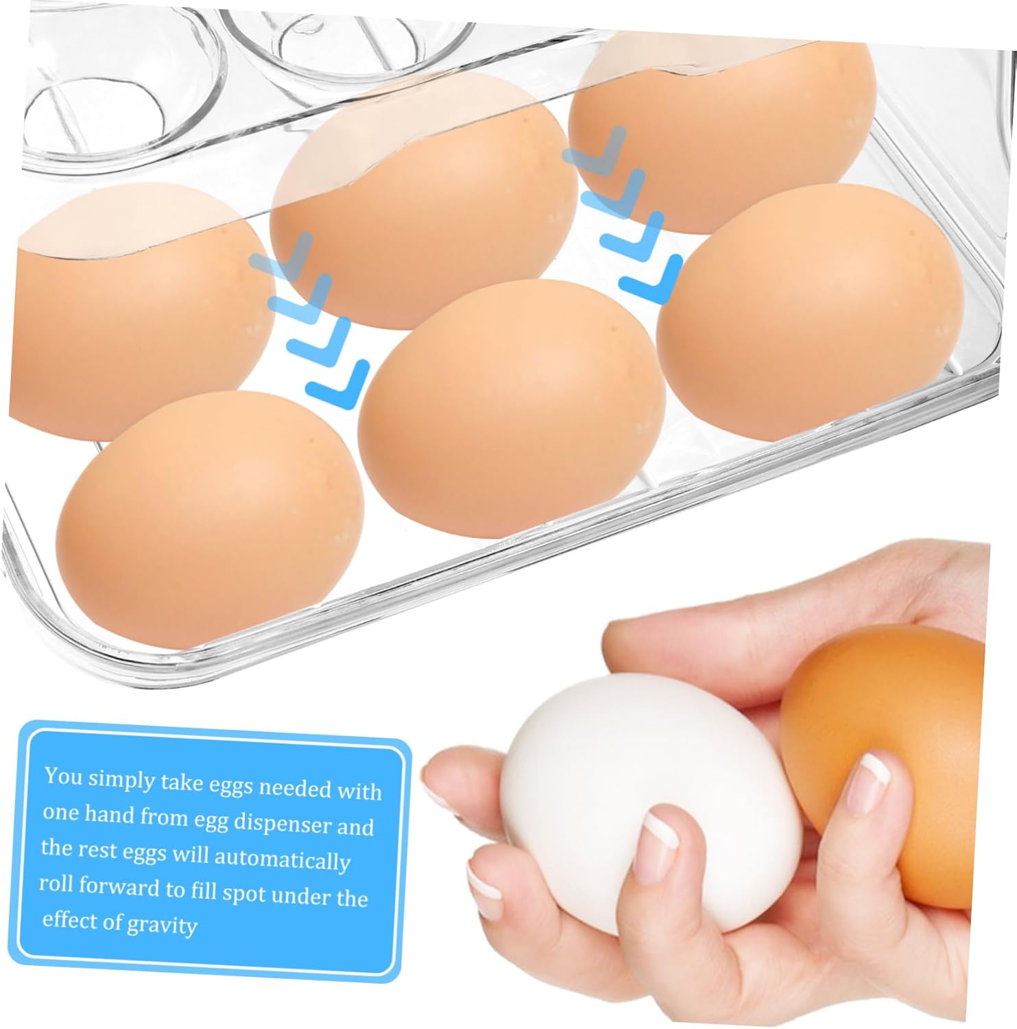 Ciieeo Egg Rolling Container Double Auto Rolling Egg Storage Box Fridge Organizer Food Storage Containers