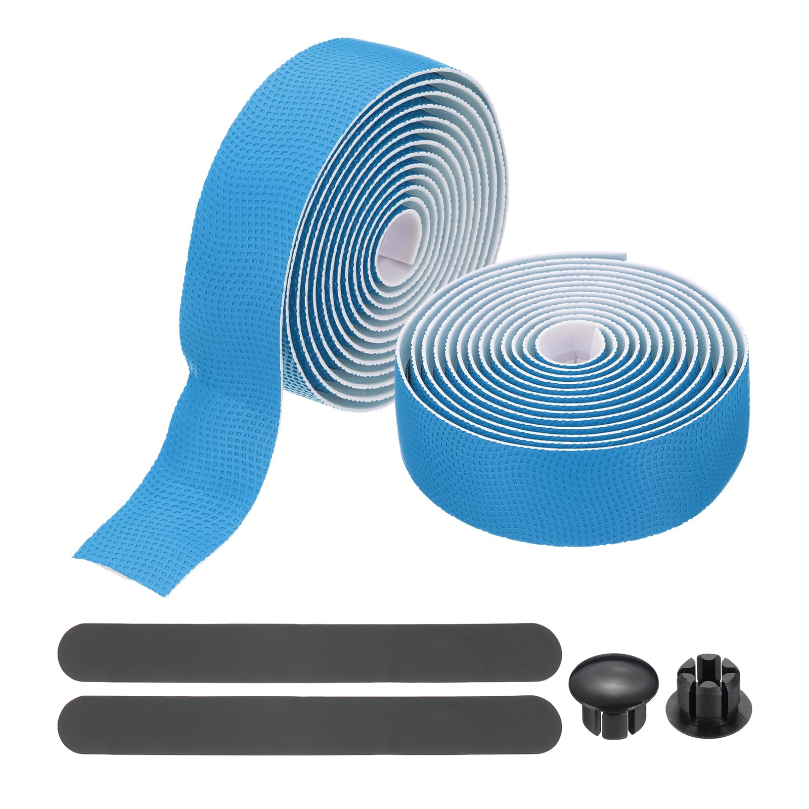 PATIKIL Bike Handlebar Tape, 2 Rolls 6.6 Feet Bike Grip Tape PU + EVA Foam Cycling Handle Wraps Comfortable Non-Slip Shock Bicycle Wrap with End Plugs for Road Bike, Blue