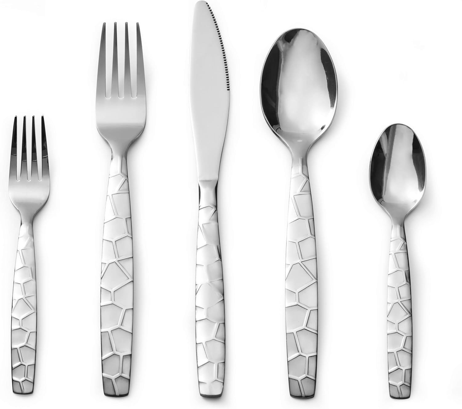 Bon Mosaic 20-Piece Stainless Steel Flatware Silverware Cutlery Set, Include Knife/Fork/Spoon, Mirror Polished, Dishwasher Safe, Service for 4 Thumbnail