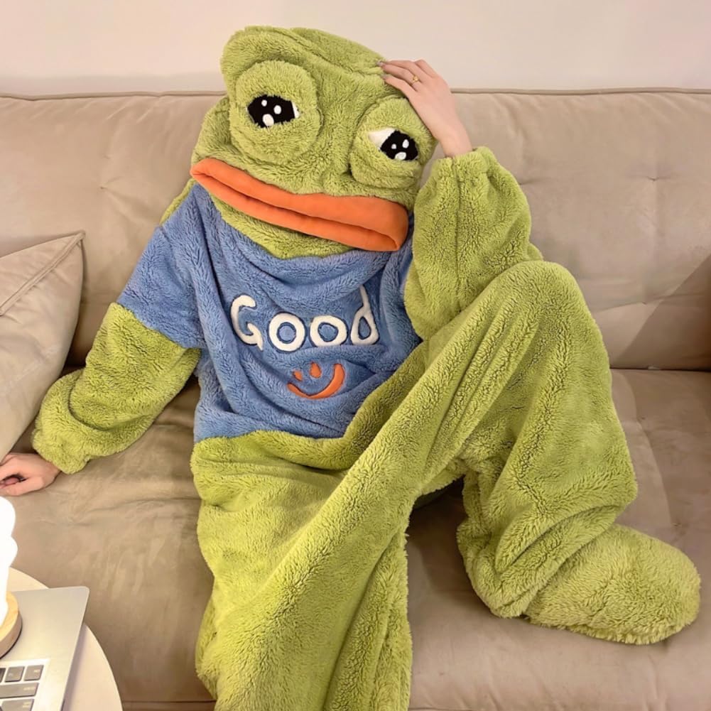 Frog Blanket Hoodie Onesie Animal Cosplay Costume Pajamas Flannel Winter Sleeping Bag Sleepwear Homewear