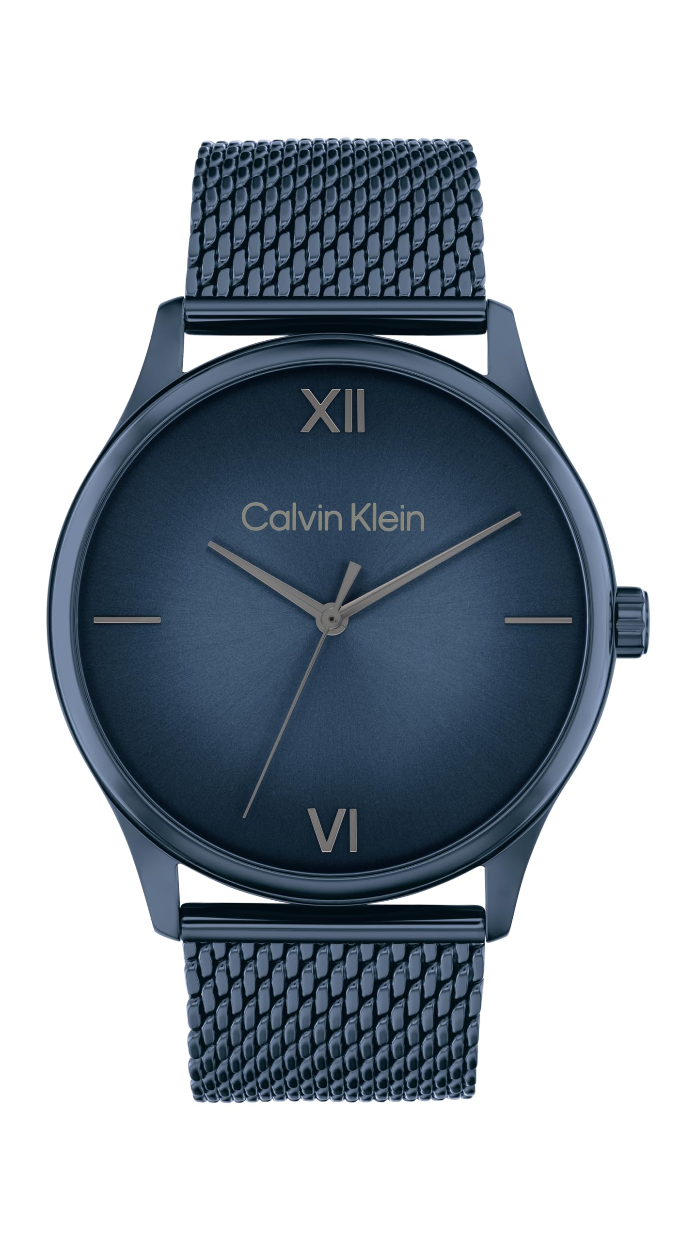 Calvin Klein Three Hand Quartz Movement Watch for Men Ascend Collection with Blue Stainless Steel Mesh Bracelet - 25200451