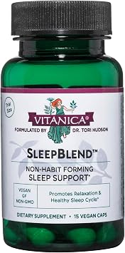 Vitanica SleepBlend, Comprehensive Sleep Support, Vegan, 15 Capsules