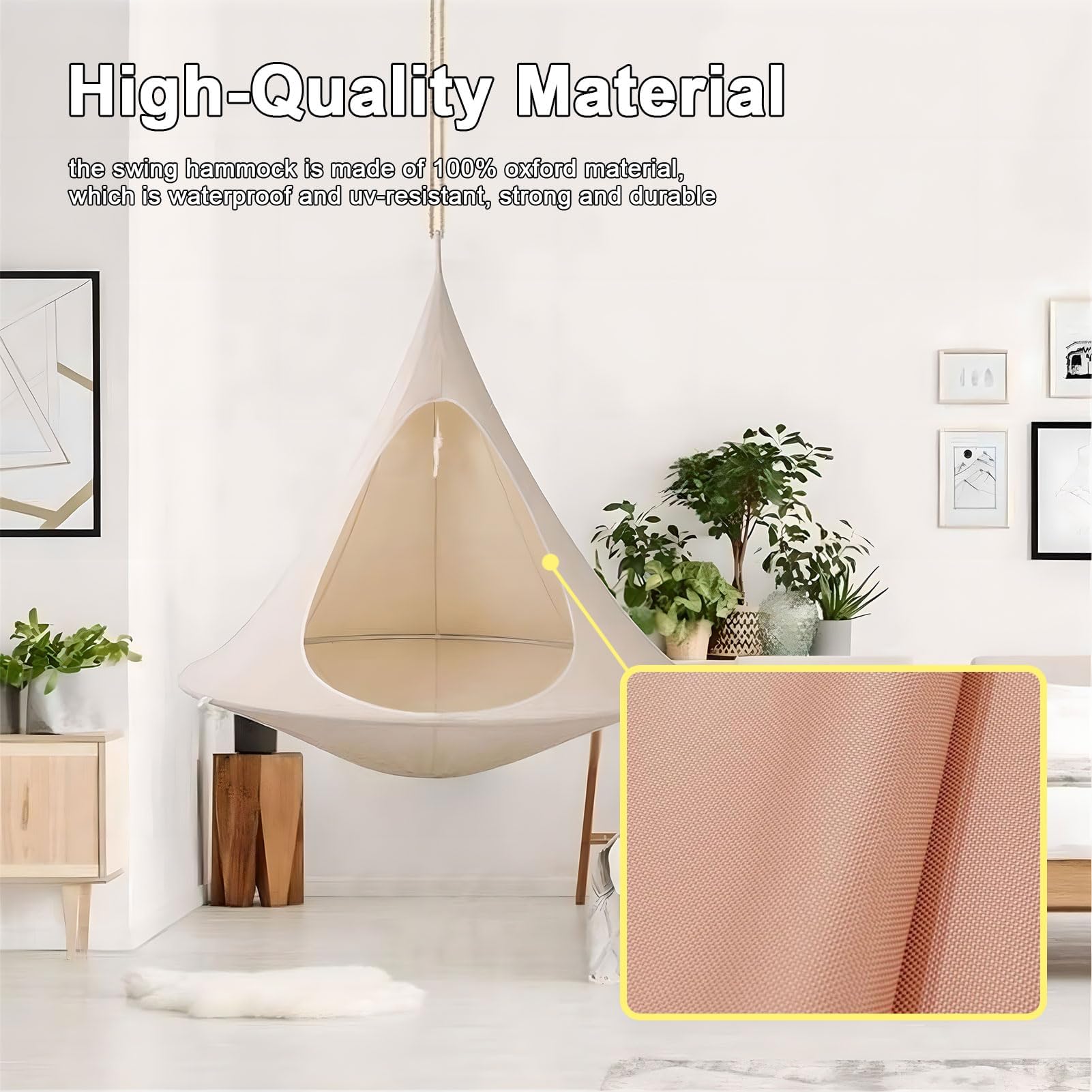 Namiot hamakowy kempingowy – przenośne lekkie krzesło wiszące do użytku na zewnątrz, idealny do ogrodu, na patio, taras i taras, przestronny design 100 x 110 cm
