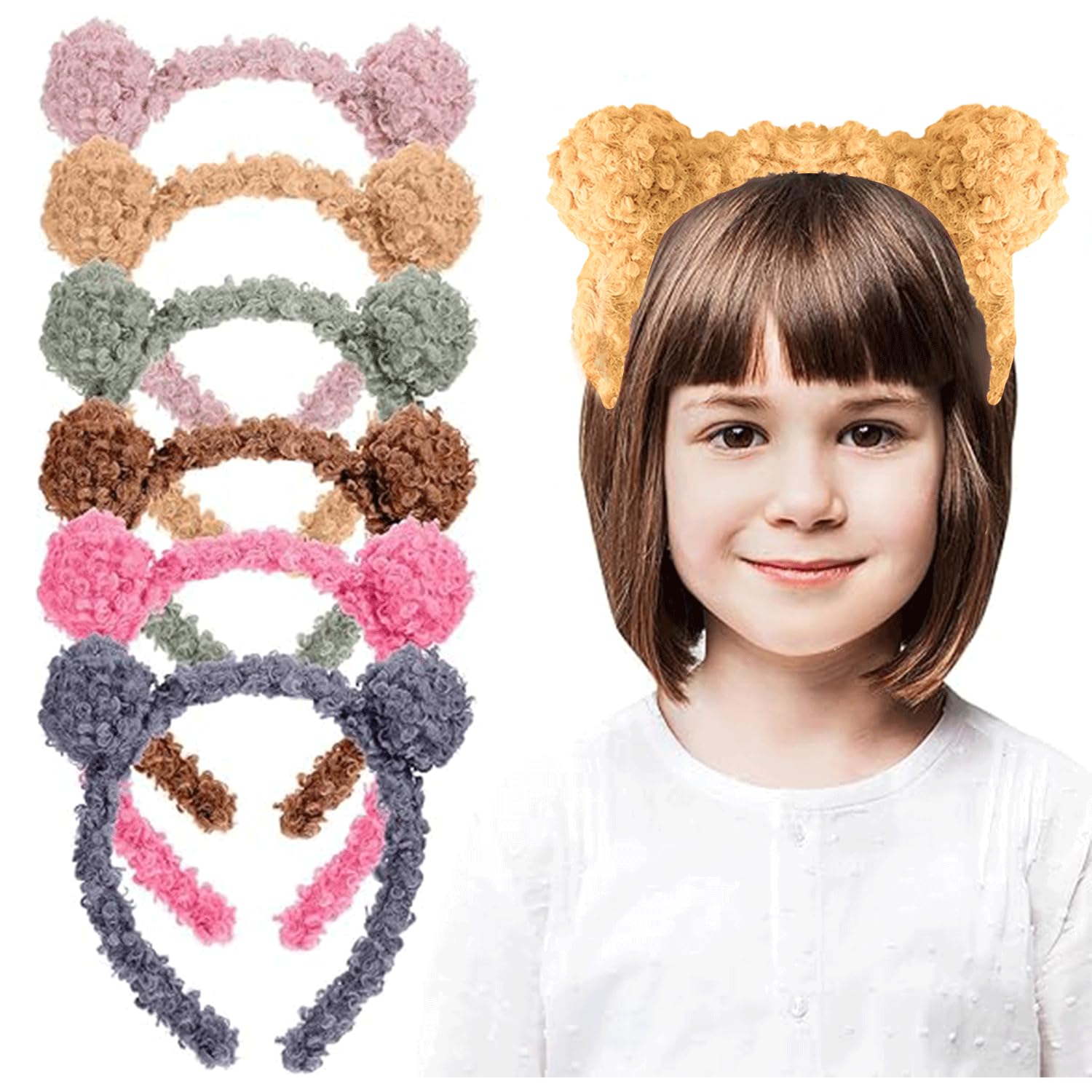 RmKbe 8 Pieces Bear Ears Headbands Cute Makeup Hairbands Fluffy Hair Hoops Party Costume Decoration Headband for Women Girls - Image 3